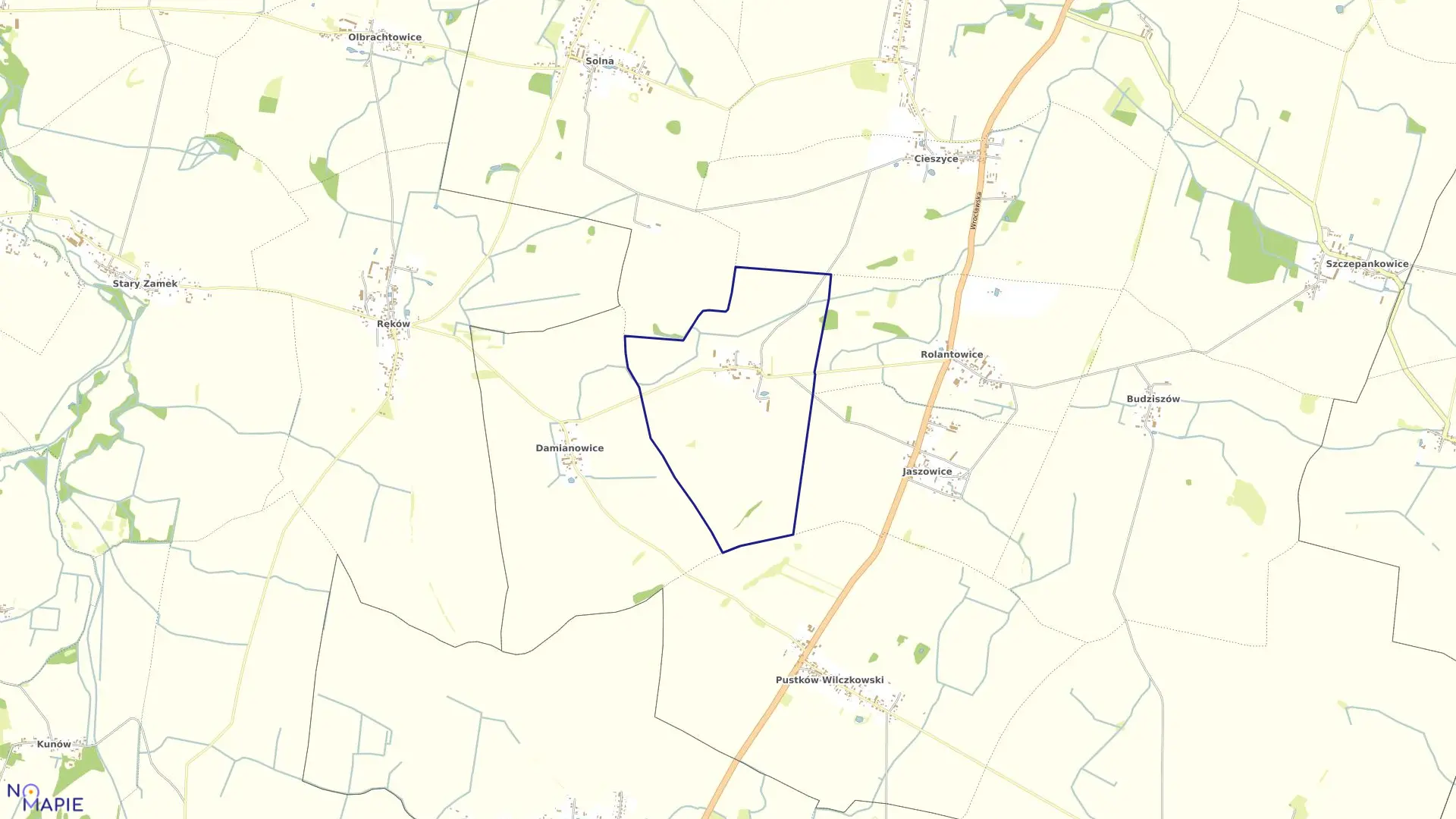 Mapa obrębu Dobkowice w gminie Kobierzyce