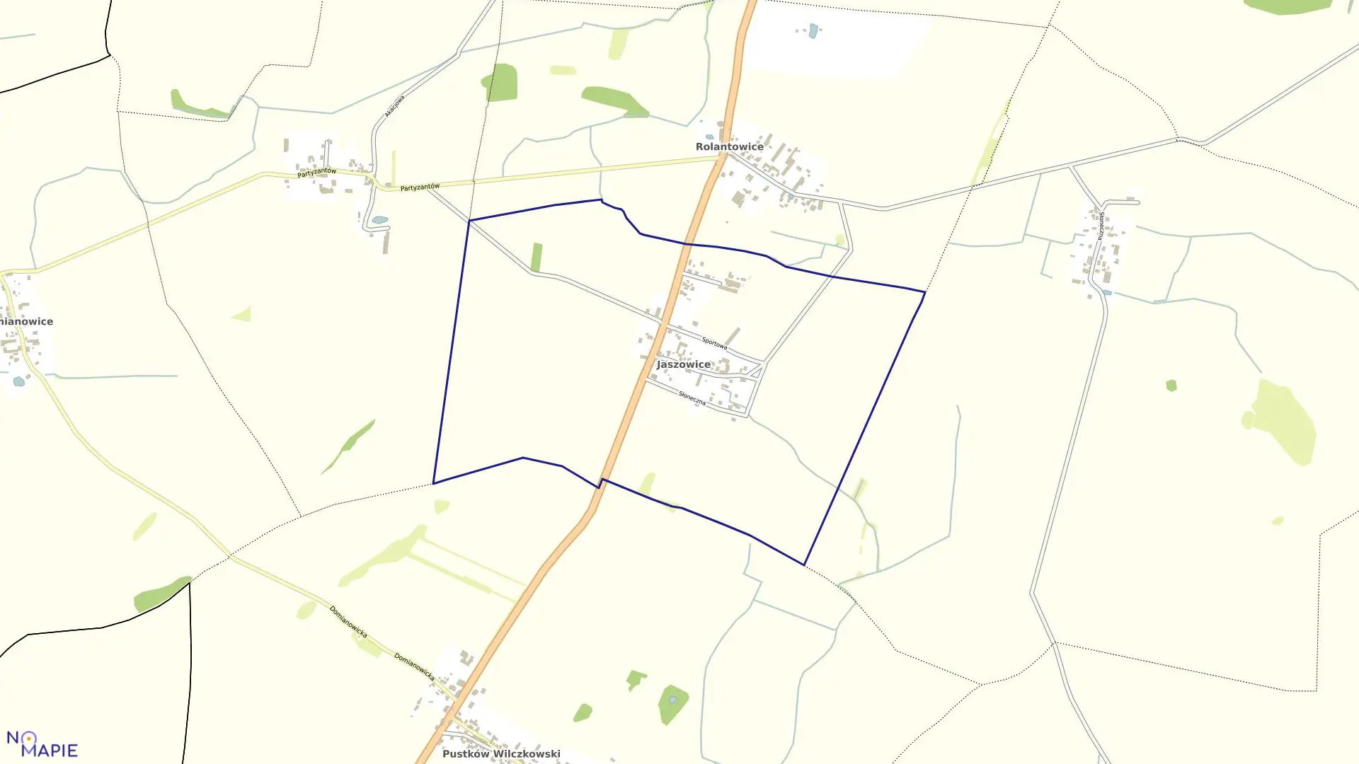 Mapa obrębu Jaszowice w gminie Kobierzyce